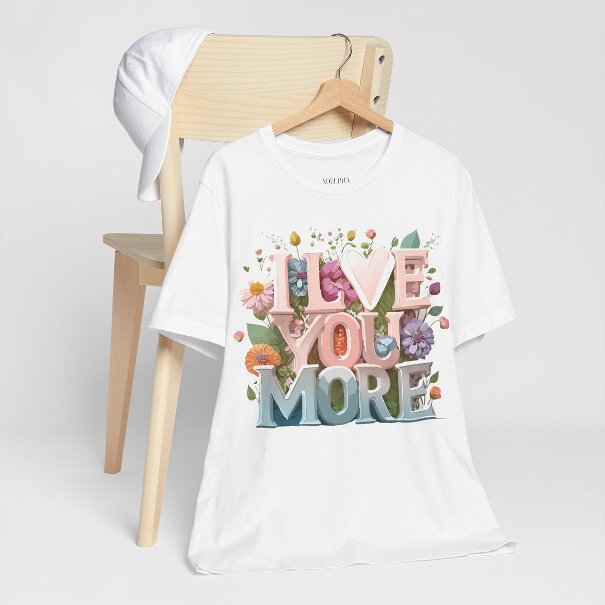 Valentine's Day Graphic Unisex Cotton Bella+Canvas Tee with Floral Art Design d136