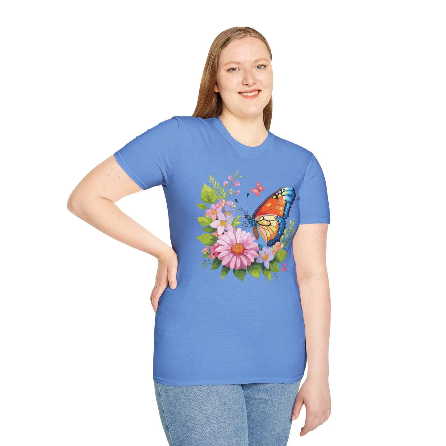 Butterfly T Shirt Unisex Short Sleeve Gildan Softstyle 64000 Monarch Butterfly Design Graphic
