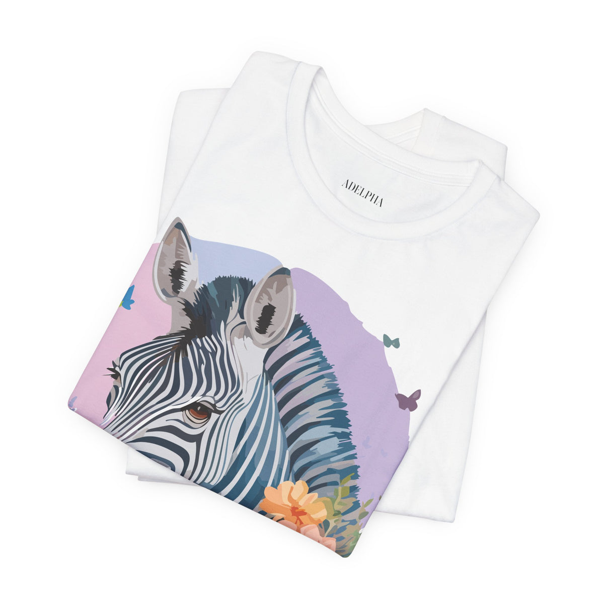 Zebra Graphic Unisex Cotton Bella+Canvas Tee with Art Animal Design e78