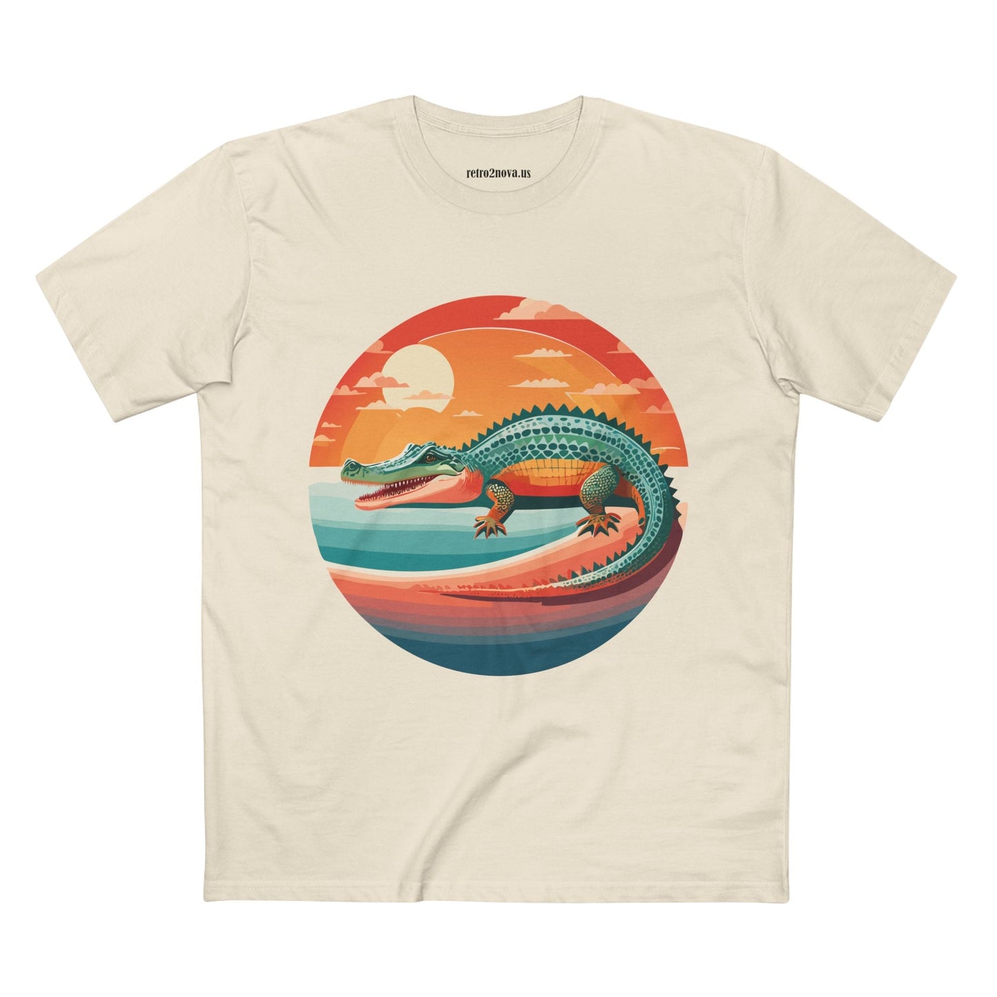 Unisex Crocodile Animal Shirt With Original Art Design Retro2Nova Premium Cotton Staple Tee For Everyday Comfort