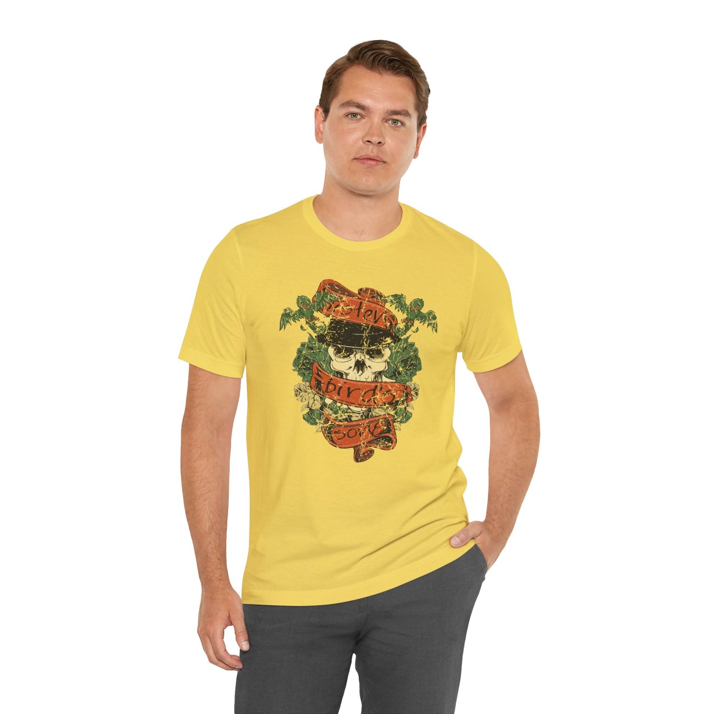 Skull Floral Tattoo Style Graphic Design Unisex Cotton T-Shirt Art-38