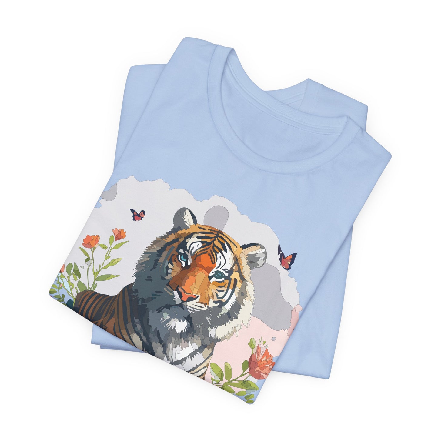 Floral Tiger Graphic Tee, Animal Shirt, Tiger Shirt, Flower Top, T-Shirt with Animal, Art Design
