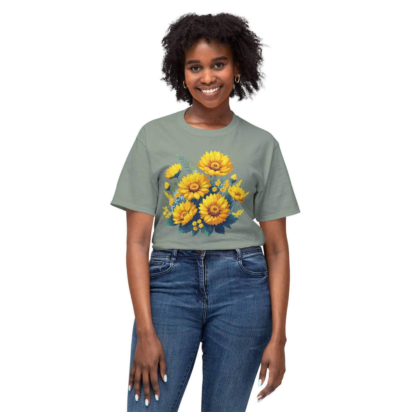 Floral T Shirt Vintage Flowers Unisex Art Print Tee 100 Percent Cotton Made In USA Floral Design