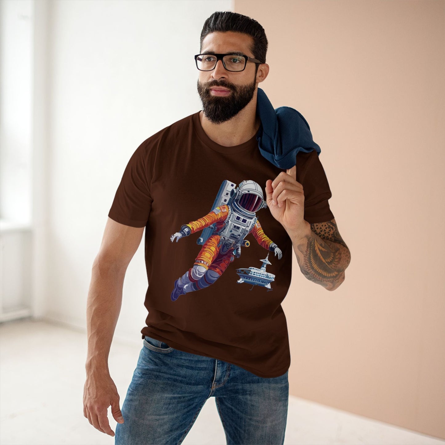 Cosmos Astronaut Shirt CS21 Unisex Premium Cotton Tee with Original Art Design Retro2Nova