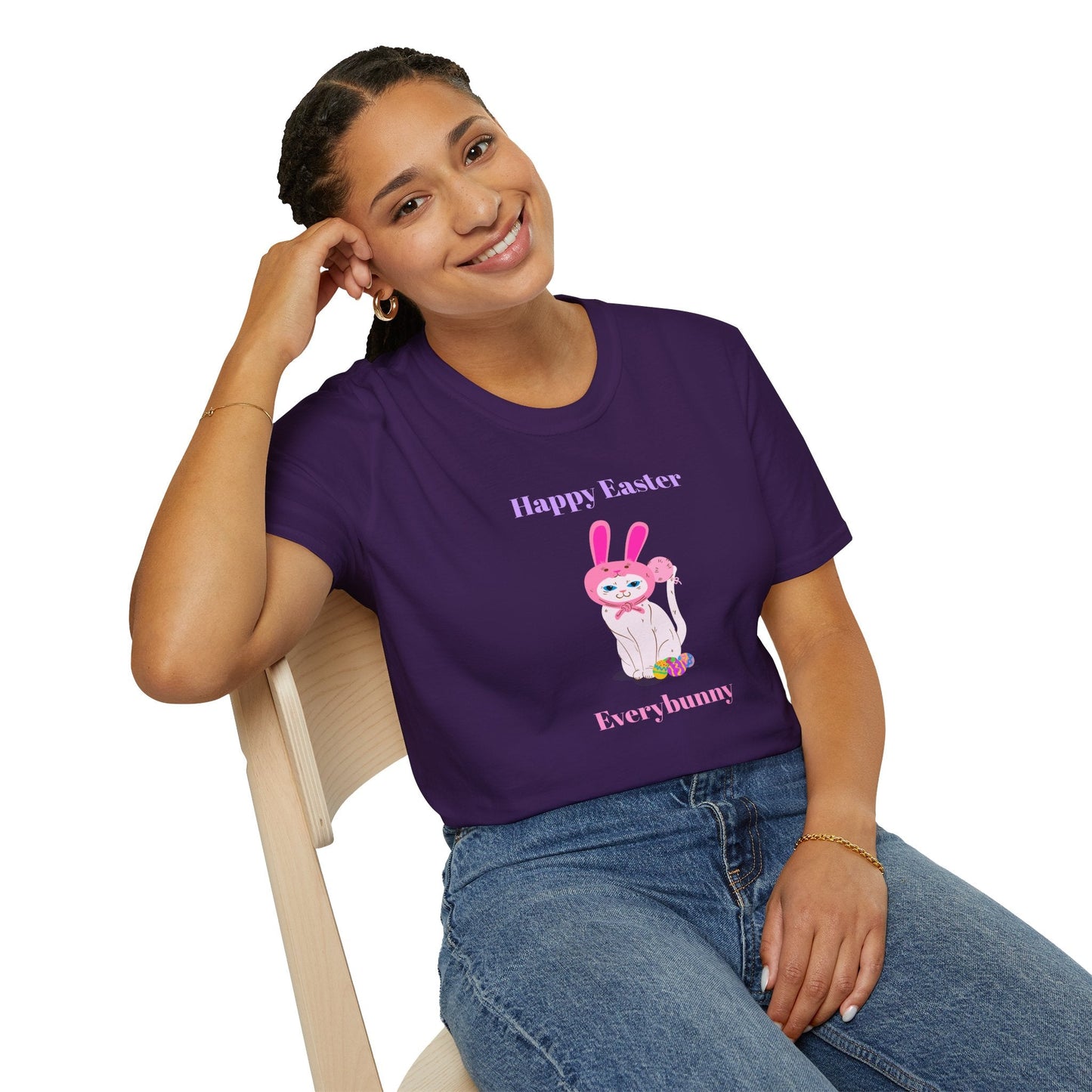 Unisex Easter Bunny T Shirt Softstyle 64000 Tee With Easter Design Print Gildan 100 Percent Ring Spun Cotton
