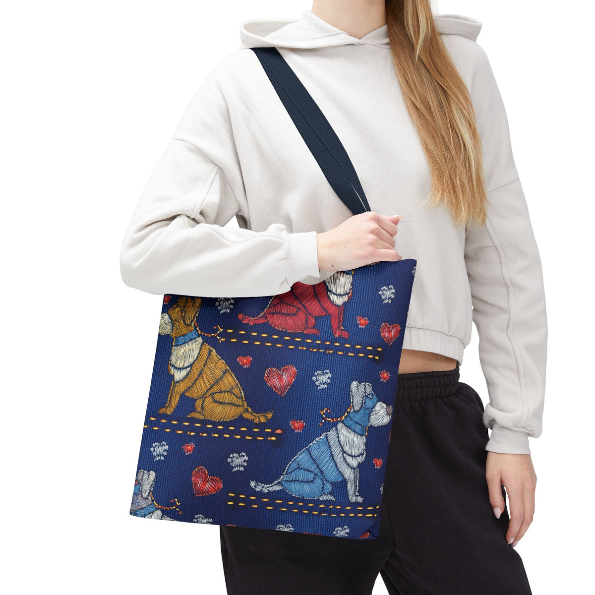 Love Day Graphic Design Denim Fabric Imitation Print Unisex Canvas Bag POLY 3 Sizes Tote Bag 201-14