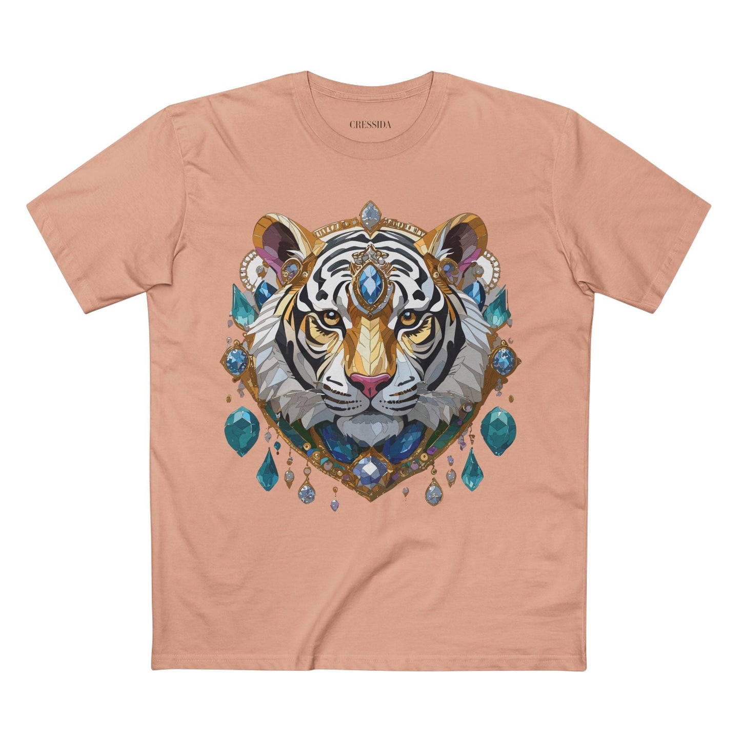 Tiger Graphic Unisex 100 Cotton Tee With Unique Animal Golden Medallion Art Design 53