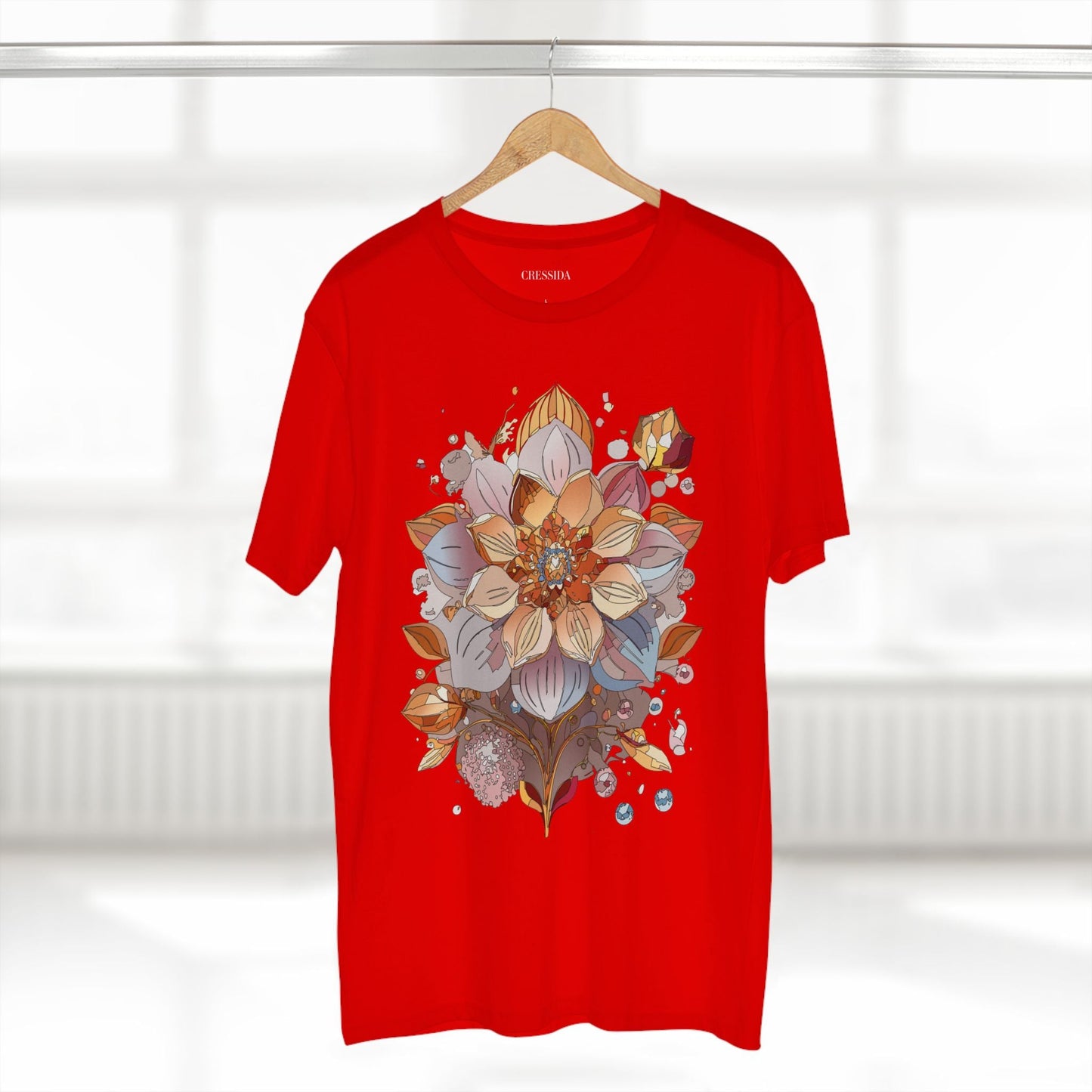Floral Graphic T-Shirt Unisex 100 Cotton Art Design with Antique Flowers Tee 5