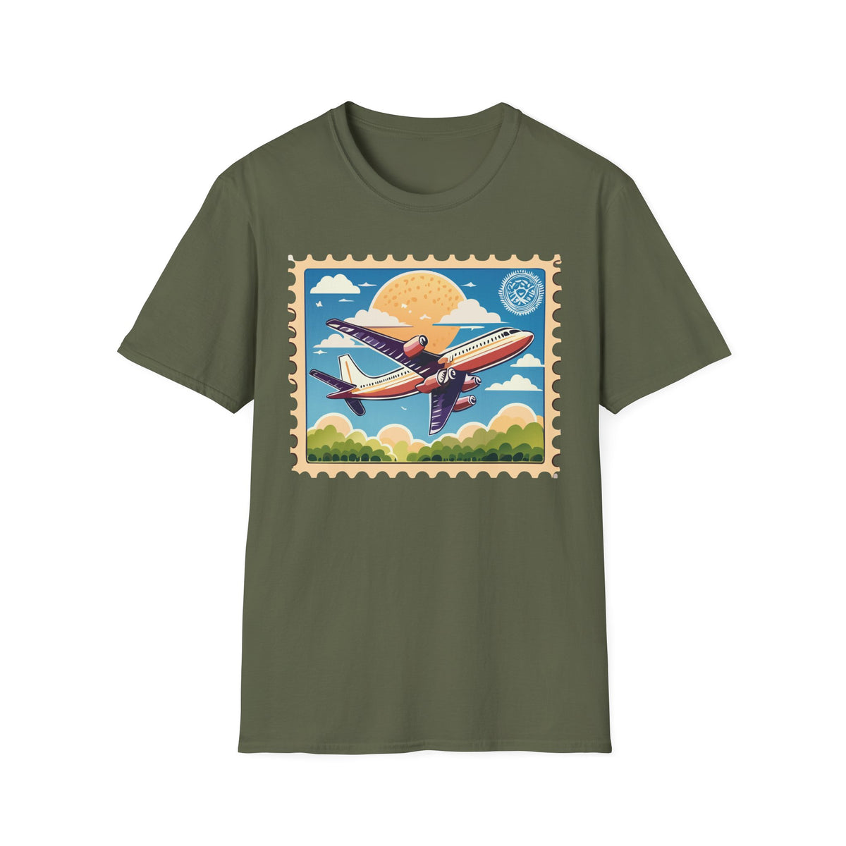 Vintage Airplane Stamp design T-Shirt | Retro Travel Aviation Tee