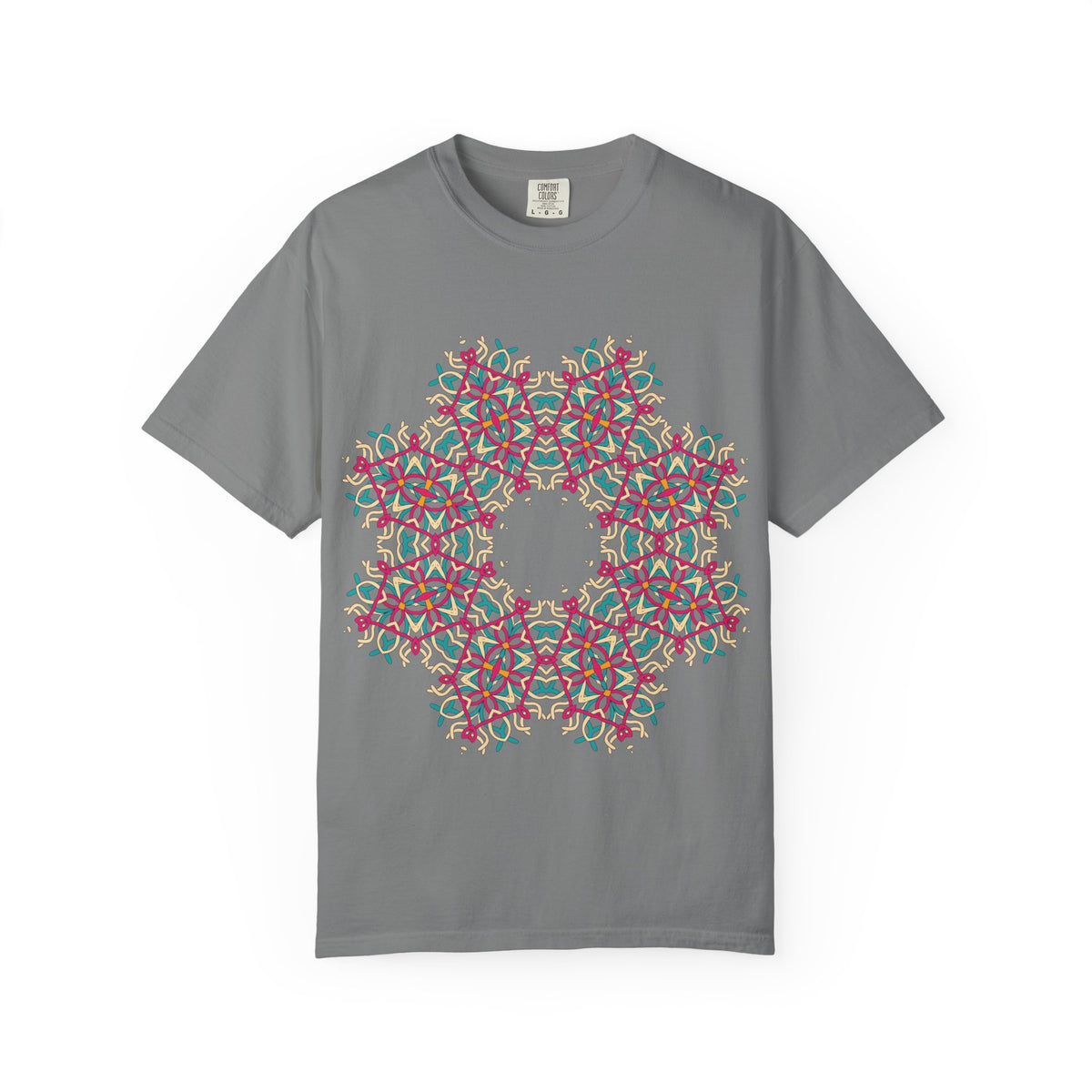 Unisex Garment Dyed Cotton T-Shirt with Mandala Graphic Design
