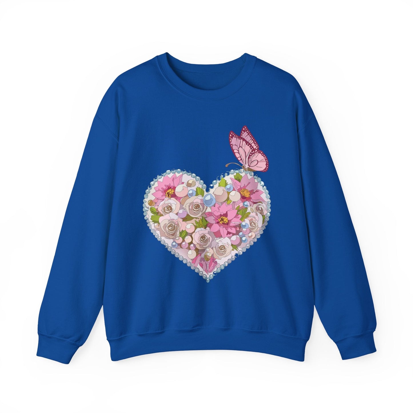 Floral Heart Sweatshirt Unisex Heavy Blend Crewneck 50 Cotton 50 Polyester Valentine's Day