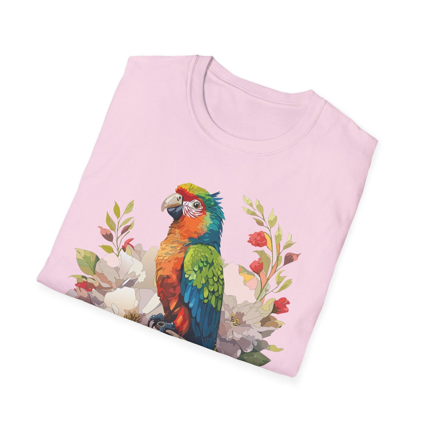 Floral Bird T Shirt Unisex Softstyle Gildan 64000 Graphic Tee With Animal Design