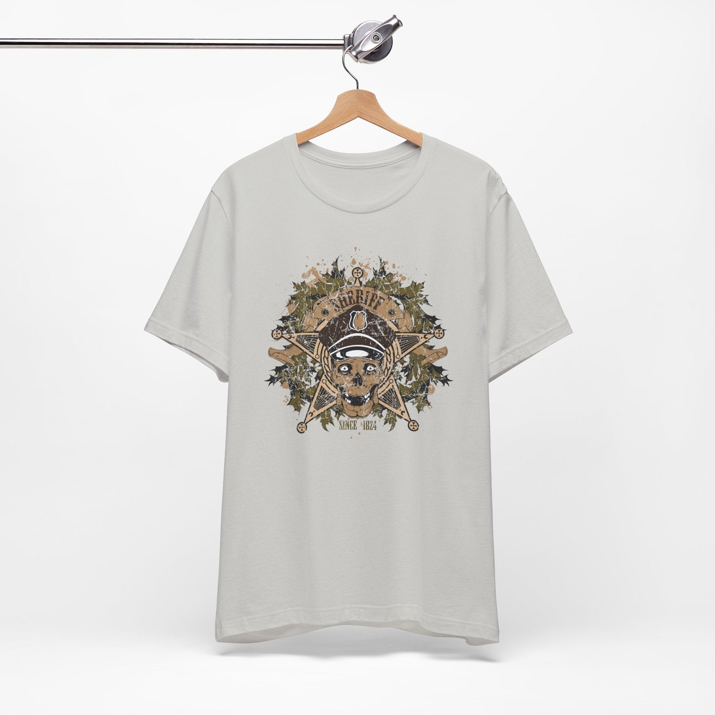 Skull Floral Emblem Graphic Unisex Cotton Tee Art-45