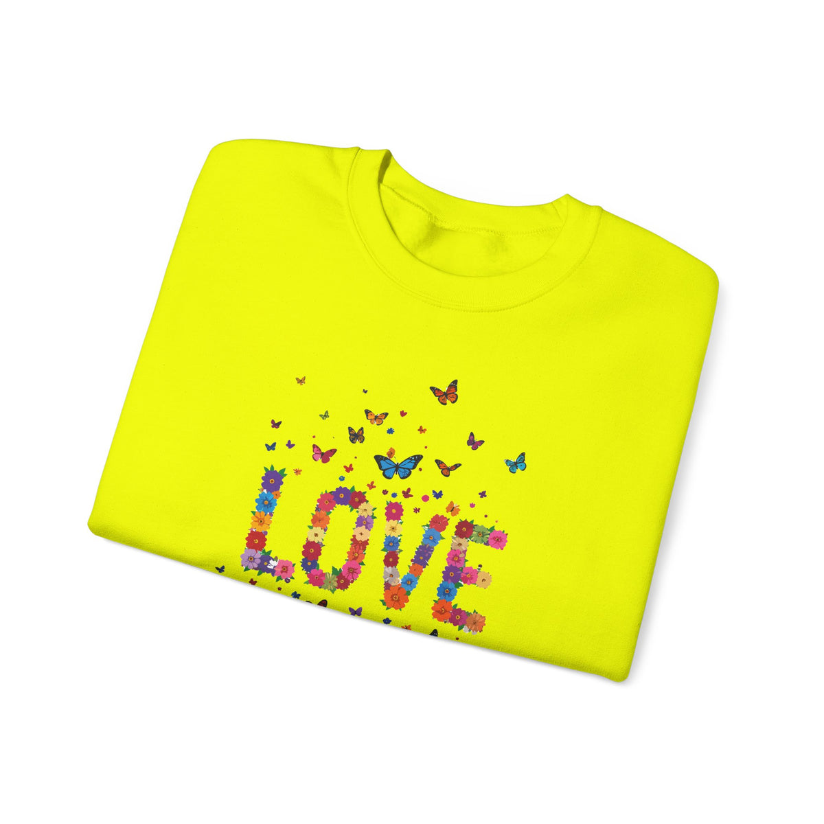 Unisex Floral Love Sweatshirt, Love Floral Sweatshirt, Floral Butterfly Sweatshirt, 50/50 Cotton-Poly Valentine's Day Sweatshirt 06