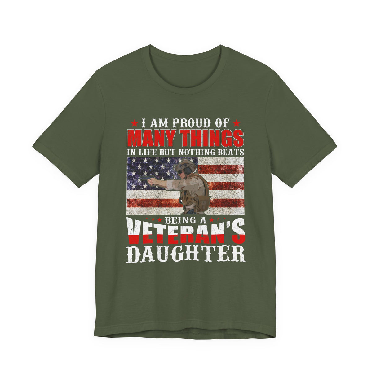Veteran's Daughter T-Shirt American Flag Military Proud  Unisex Cotton Tee v28