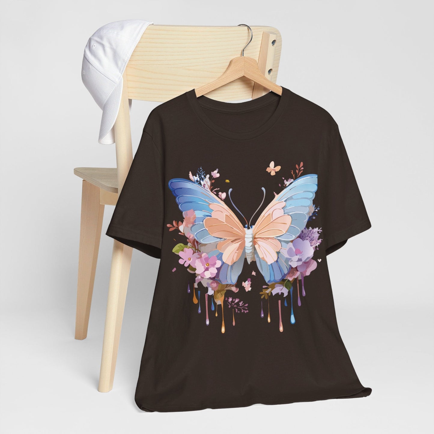 Butterfly Graphic Unisex 100 Cotton Lightweight Vintage Floral Design Jersey Tee 2