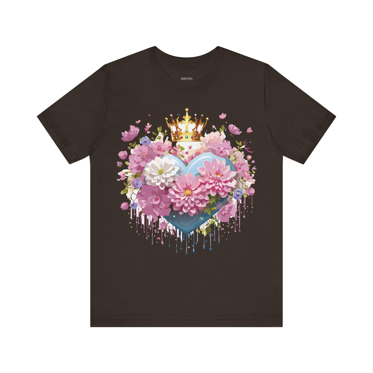 Valentine's Day Graphic Unisex Cotton Bella+Canvas Tee with Floral Art Design d106
