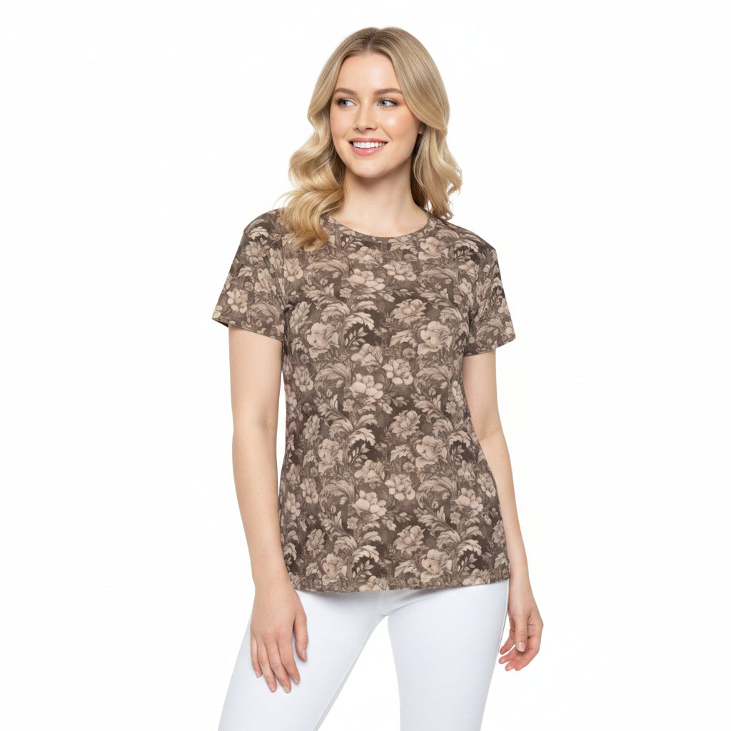 Women Poly T-Shirt with Floral Print