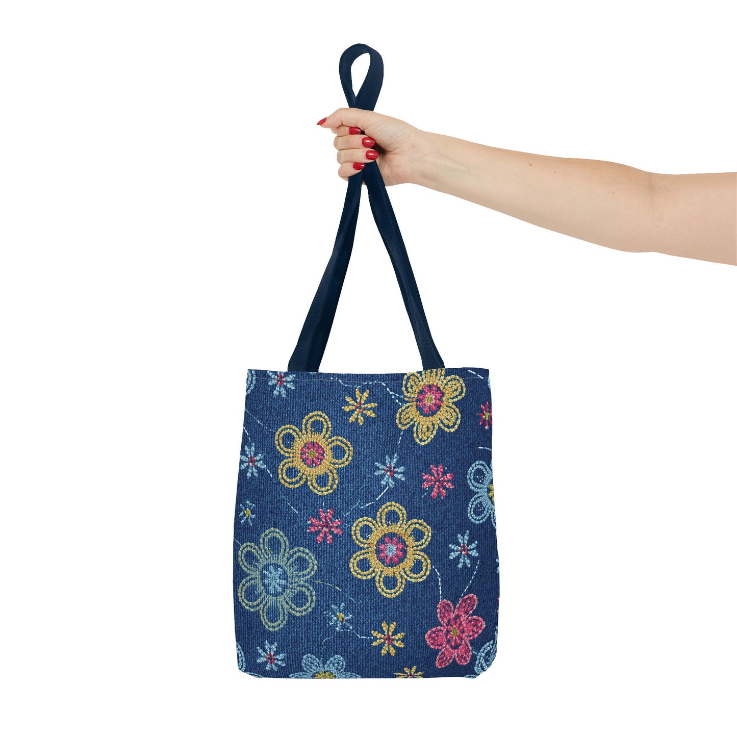 Denim Fabric Imitation Print Unisex Canvas Bag Poly Spun 3 Sizes Tote Bag 156