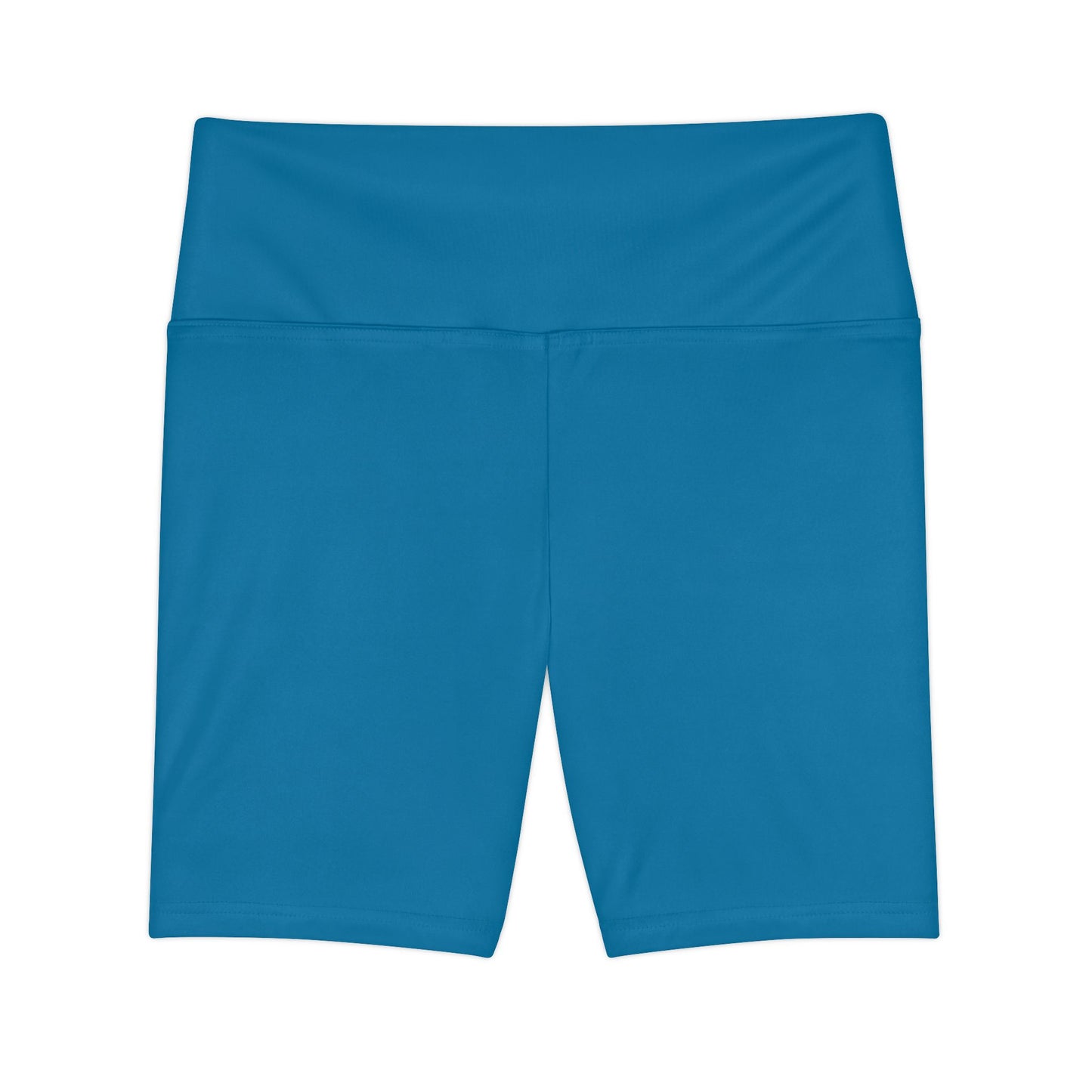 Cerulean Blue Women's Workout Shorts — Solid High-Waist Biker Shorts for Exercise & Everyday Wear