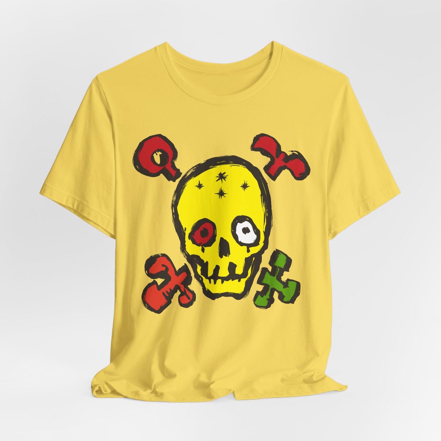 Yellow Skull Graphic Design Tee, Skull Shirt, Vintage Tees, Art Design T-Shirt, Vintage Graphic Tee, Art Shirts with Skulls