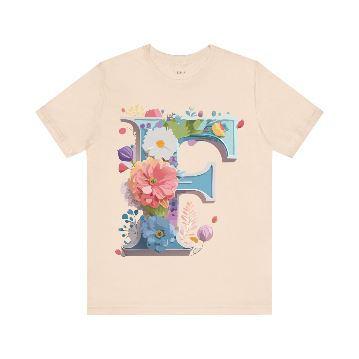 Letter F Graphic Unisex Cotton Bella+Canvas Tee with Art Letter Design