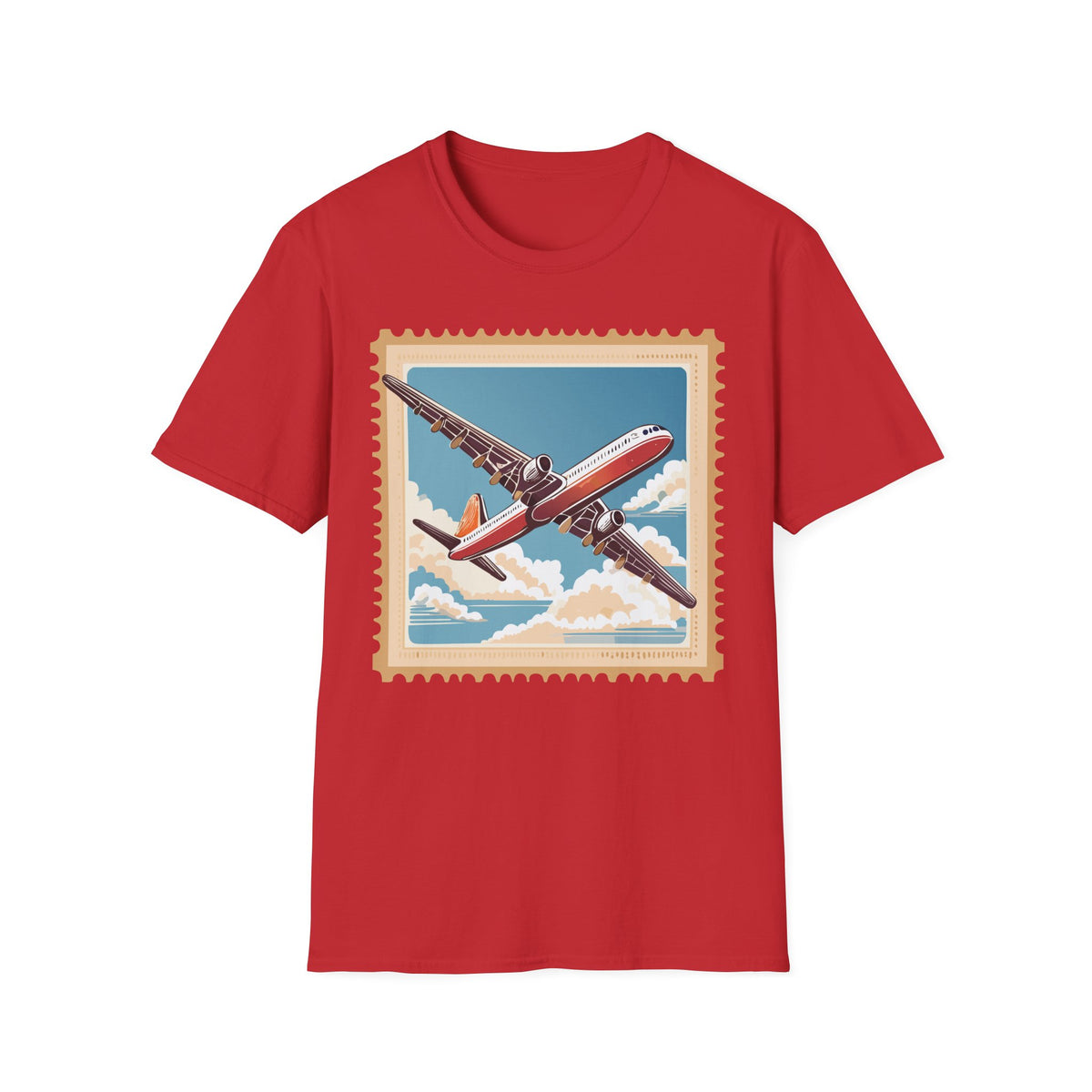 Vintage Airplane Stamp T-Shirt | Retro Travel Poster Tee