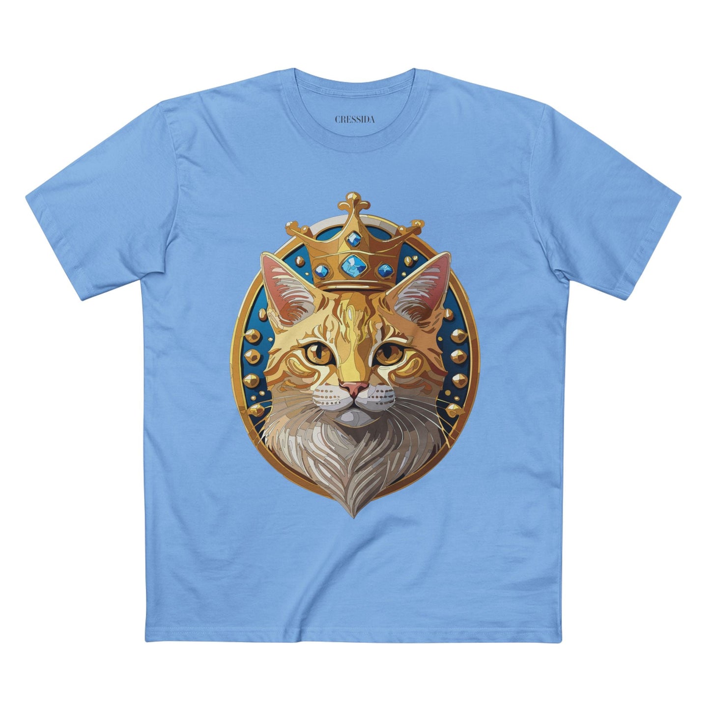 Cat Graphic Unisex 100 Cotton Tee With Unique Animal Golden Medallion Art Design 15