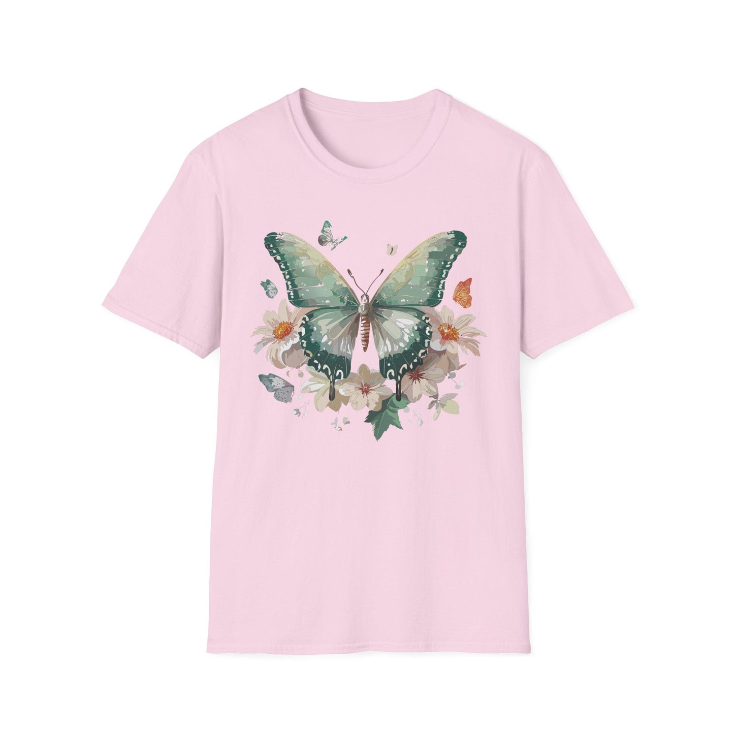 Butterfly T Shirt Unisex Softstyle Tee 100 Percent Ring Spun Cotton Monarch Design Premium Comfort
