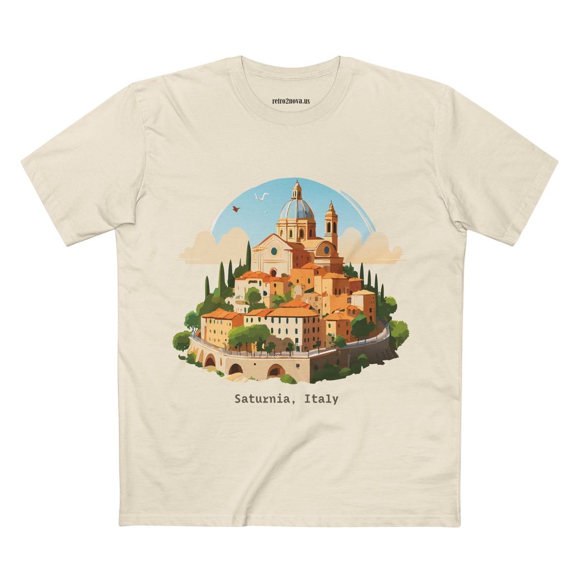 Saturnia Italy village illustration T-Shirt | Italian travel souvenir tee