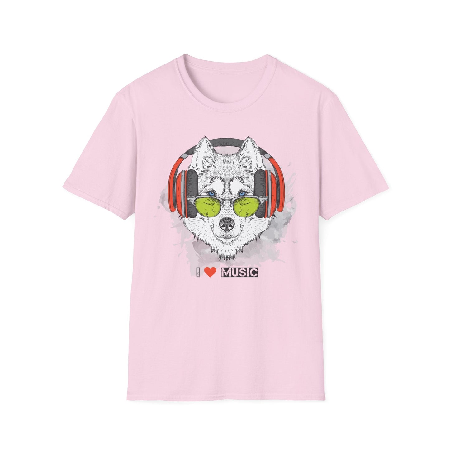 I Love Music Animals Shirt With Headphones Unisex Softstyle Tee Premium Comfort Short Sleeve