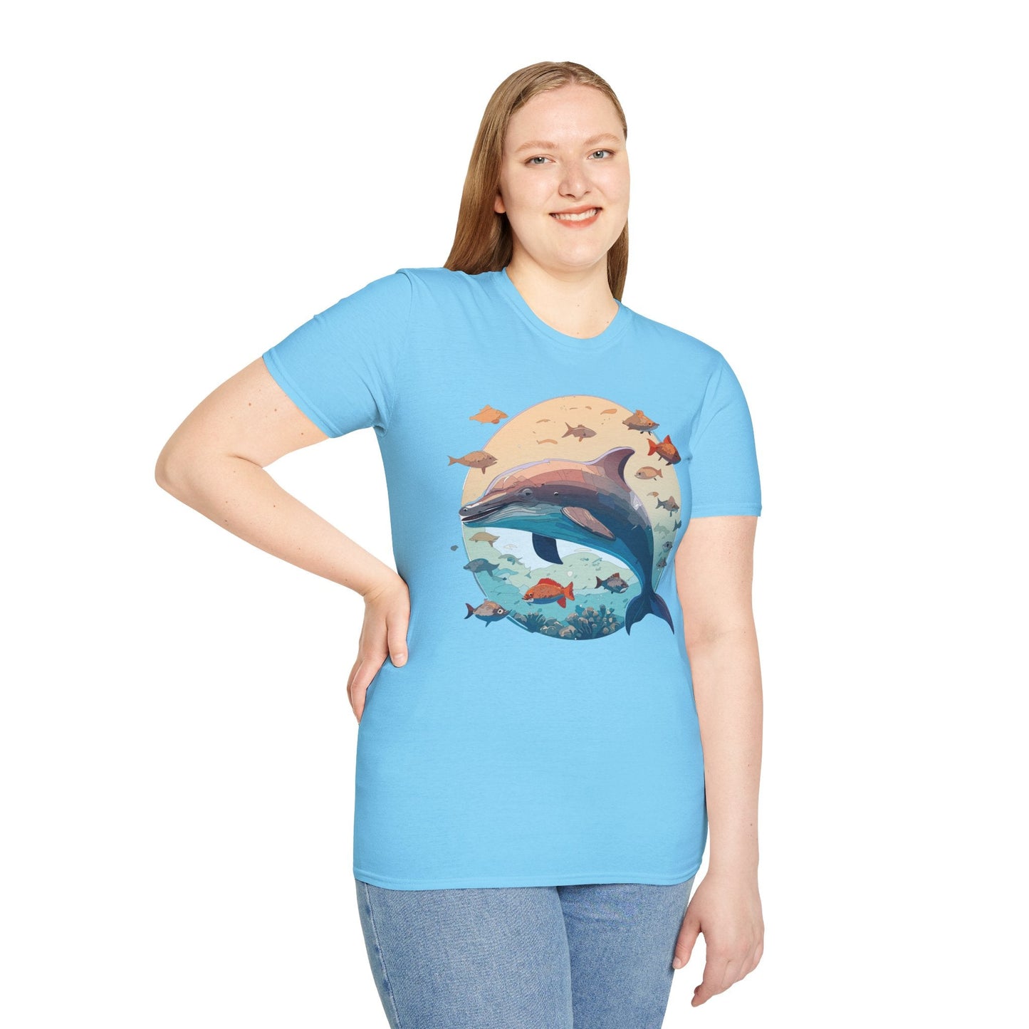 Dolphin Shirt Unisex Softstyle T Shirt 64000 100 Percent Ring Spun Cotton Tee For Everyday Comfort