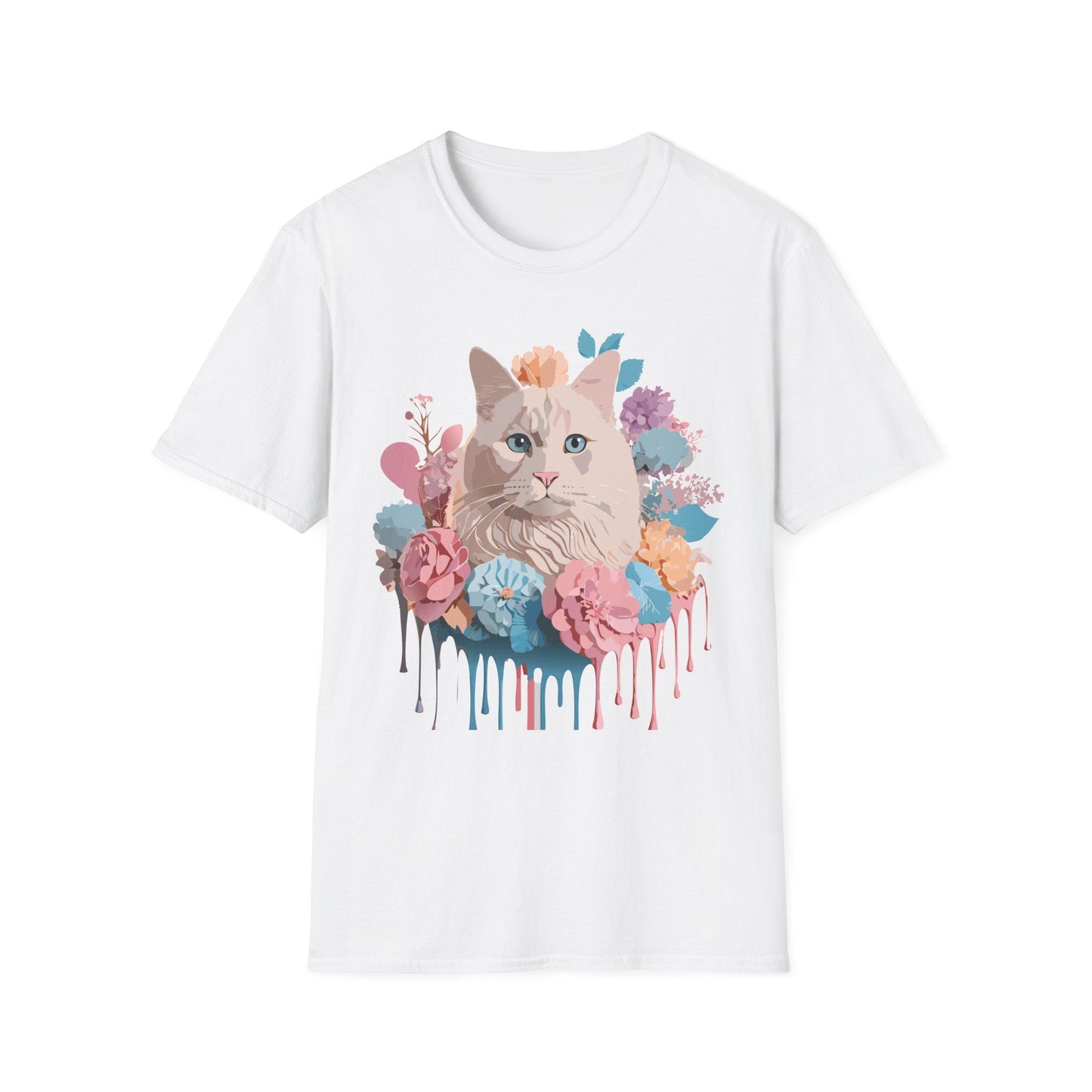 Cat Shirt Unisex Short Sleeve Cat Tee Kitten Design Gildan Softstyle 64000 Tee