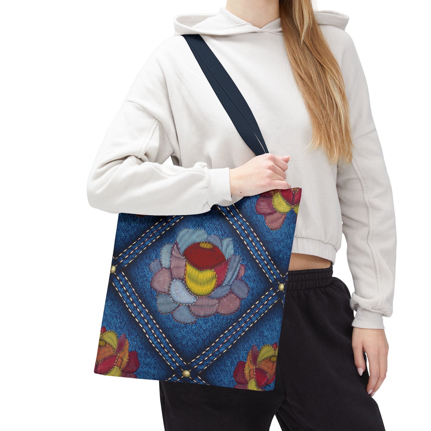 Denim Fabric Imitation Print Unisex Canvas Bag Poly Spun 3 Sizes Tote Bag 170