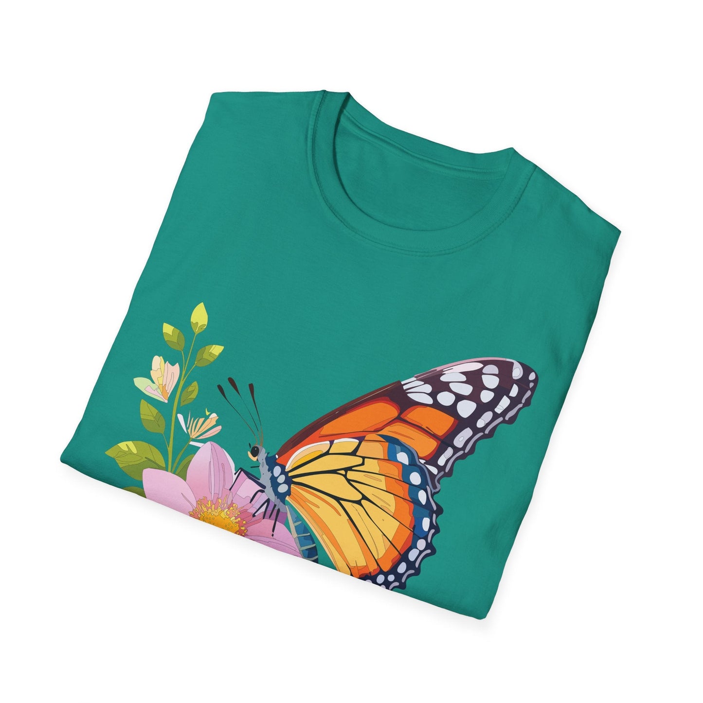 Butterfly T Shirt for Women and Men Monarch Print Softstyle Unisex Gildan 64000 Tee