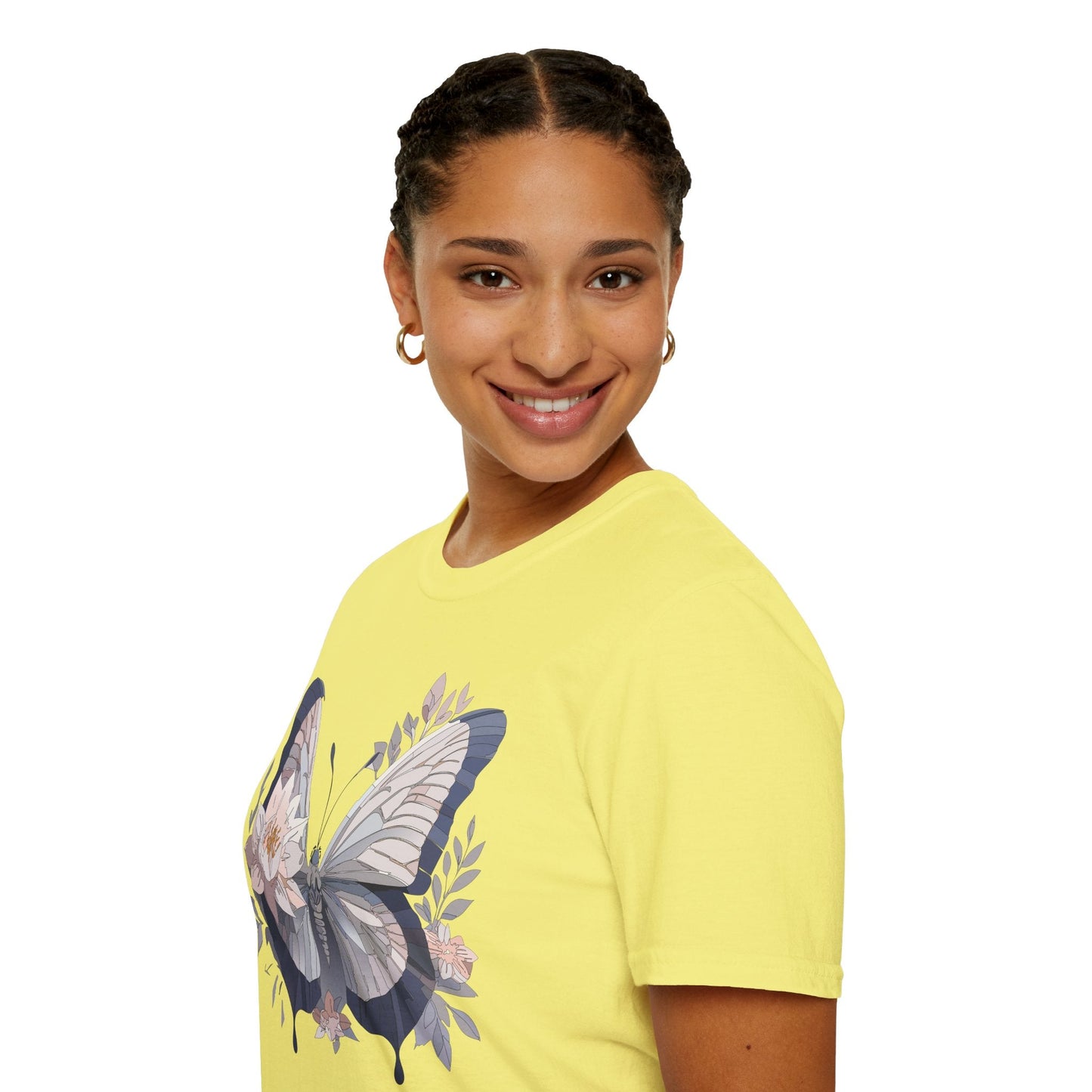 Butterfly T Shirt Unisex Monarch Print Softstyle Cotton Tee for Everyday Comfort