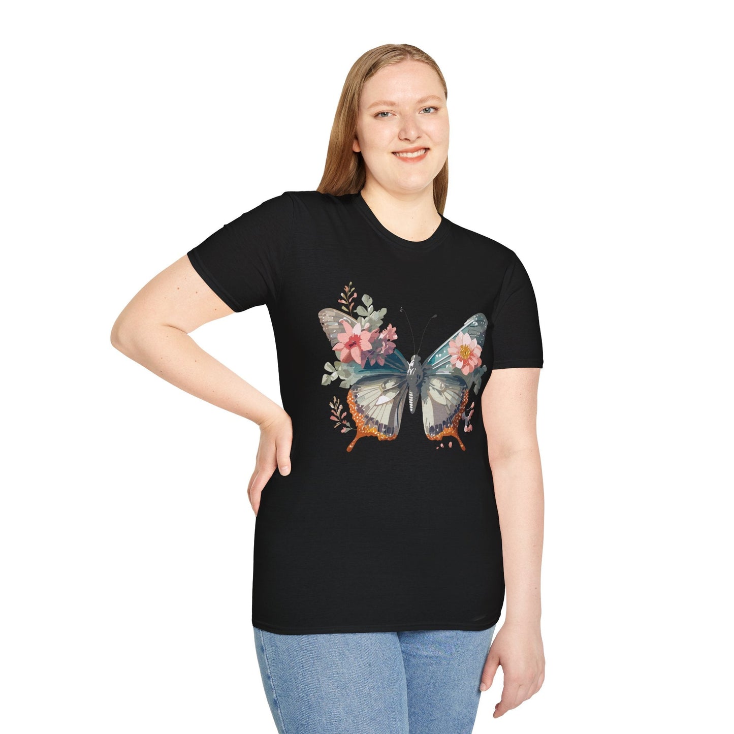 Butterfly Shirt Unisex Softstyle T Shirt Gildan 64000 Lightweight Ring Spun Cotton Monarch Design