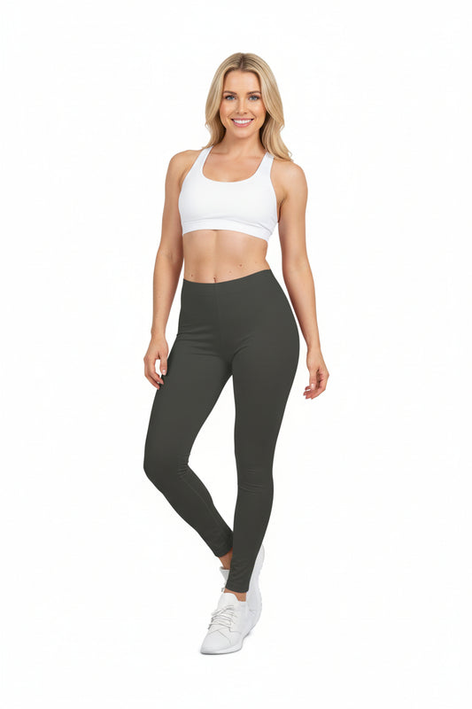 Charcoal Ash Color Women's Poly-Span Casual Leggings Print Everyday Activewear Pants