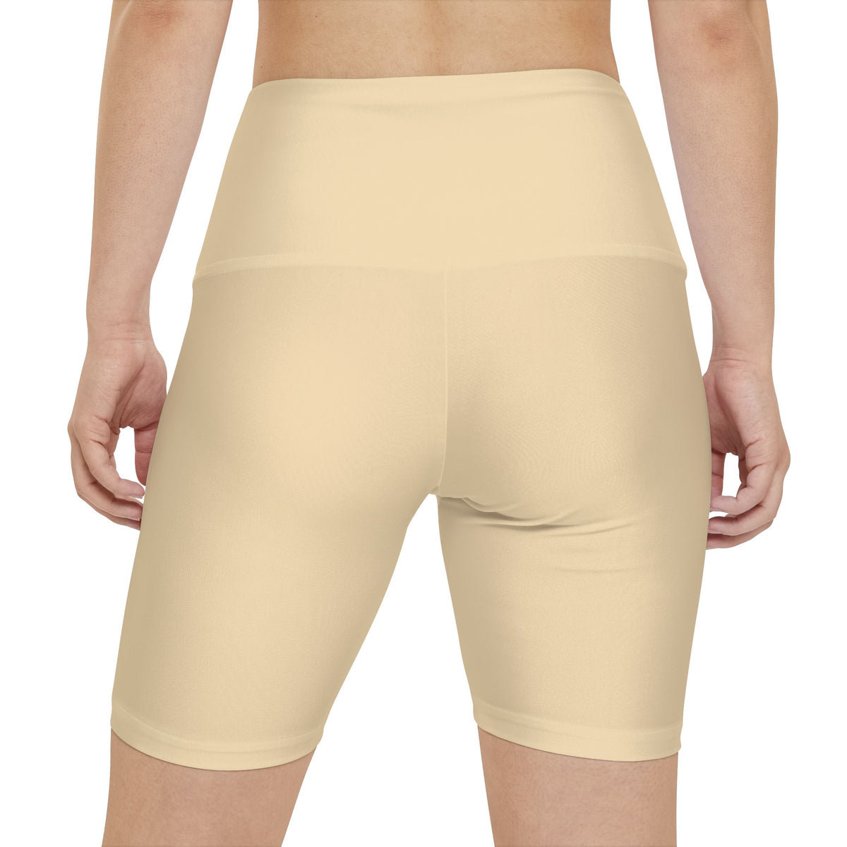 Wheat Tan Beige High-Waist Workout Bike Shorts — Women's Activewear