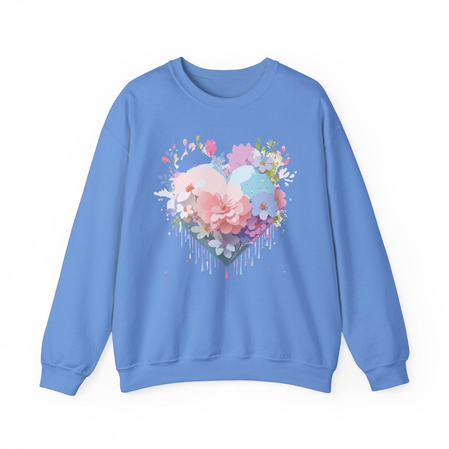 Floral Heart Sweatshirt Unisex Heavy Blend Crewneck Valentines Day Floral Love Cozy