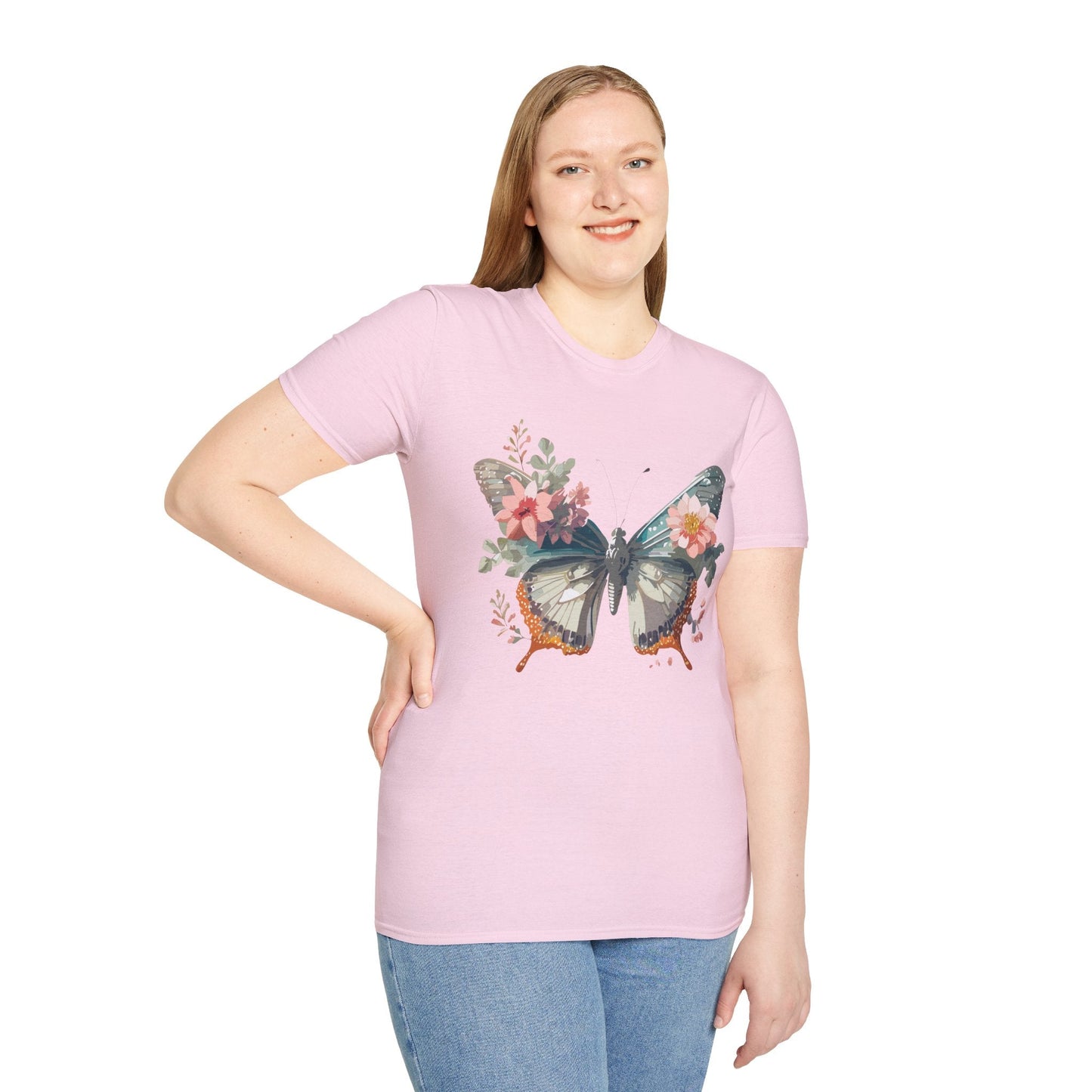 Butterfly Shirt Unisex Softstyle T Shirt Gildan 64000 Lightweight Ring Spun Cotton Monarch Design