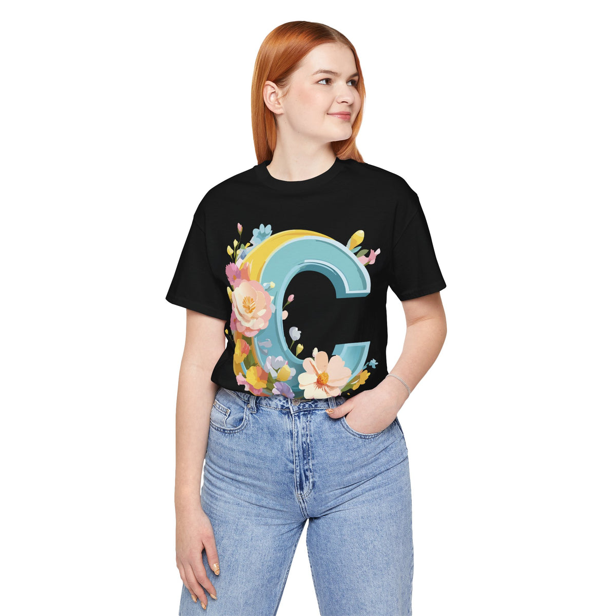 Letter C Graphic Unisex Cotton Bella+Canvas Tee with Art Letter Design