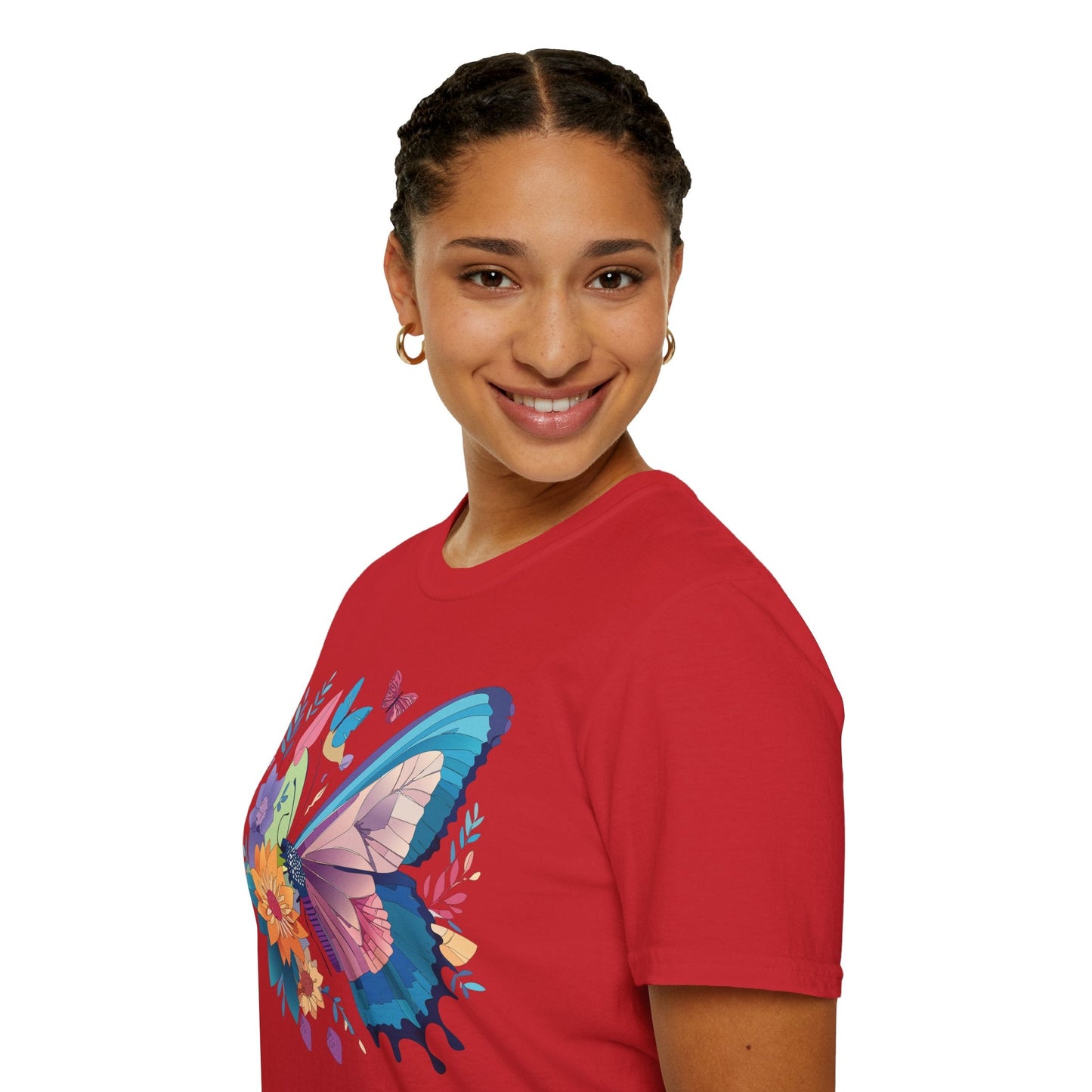 Gildan Butterfly T Shirt Unisex Softstyle 64000 Monarch Print Lightweight Breathable Cotton Tee