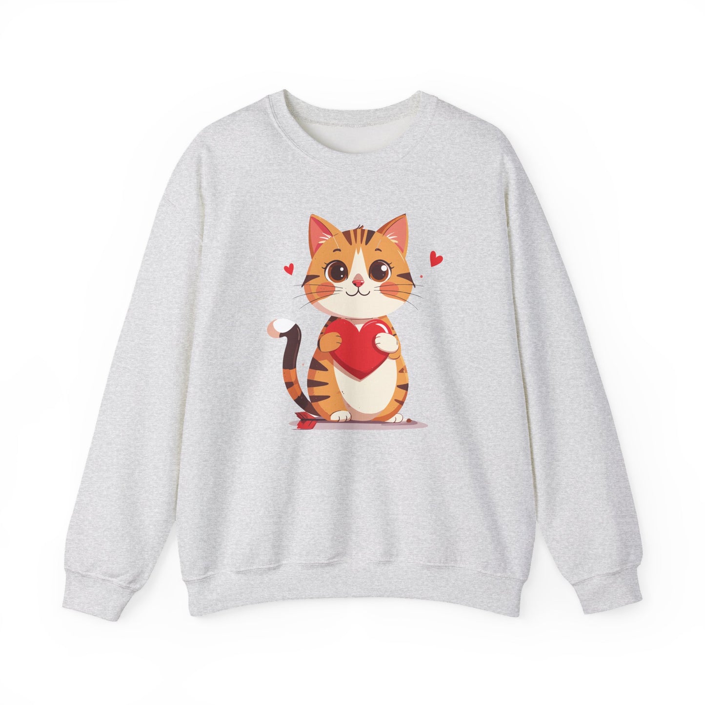 Cat Heart Sweatshirt, Heart Sweatshirt, Cat Sweatshirt, Valentine's Day Sweatshirt, 50/50 Cotton-Poly Animal Sweatshirt 103