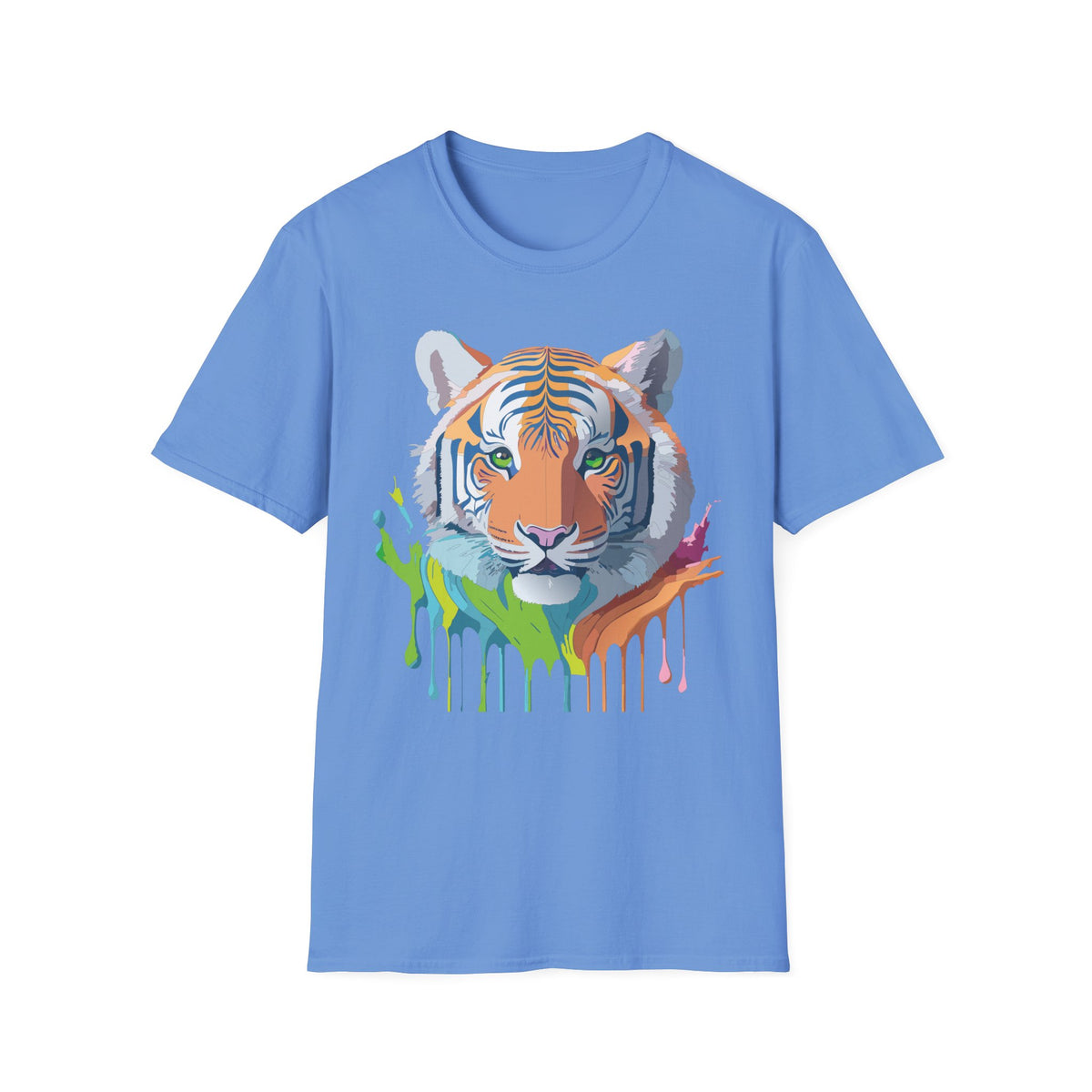 Colorful Tiger Head T-Shirt | Watercolor Drip Animal Shirt