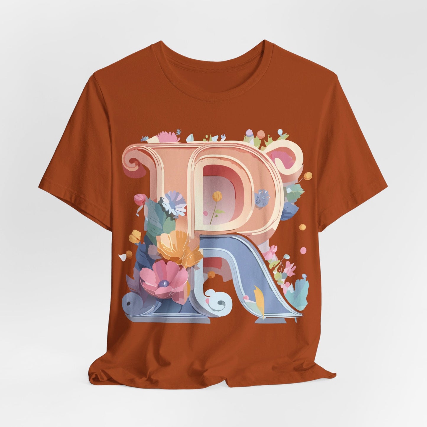 Letter R Shirt Unisex Graphic Tee Premium Cotton Vintage Inspired Art By Adelpha Short Sleeve