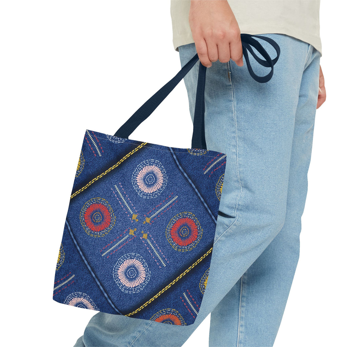 Diwali Graphic Denim Fabric Imitation Print Unisex Canvas Bag Poly Spun 3 Sizes Tote Bag 205-20