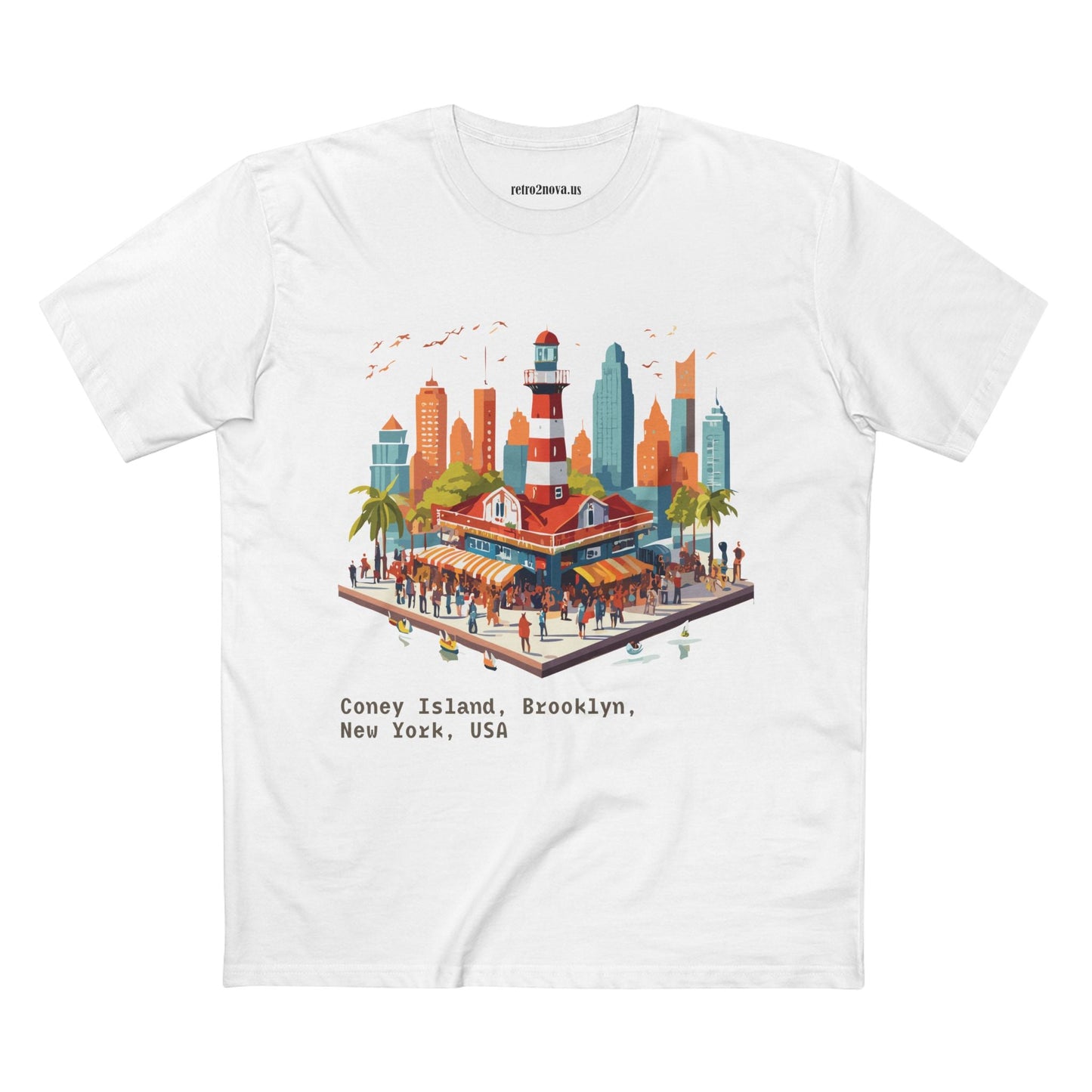 Unisex Travel Shirt Brooklyn Tourist Shirt Premium Cotton Tee with Original Art by Retro2Nova TT25