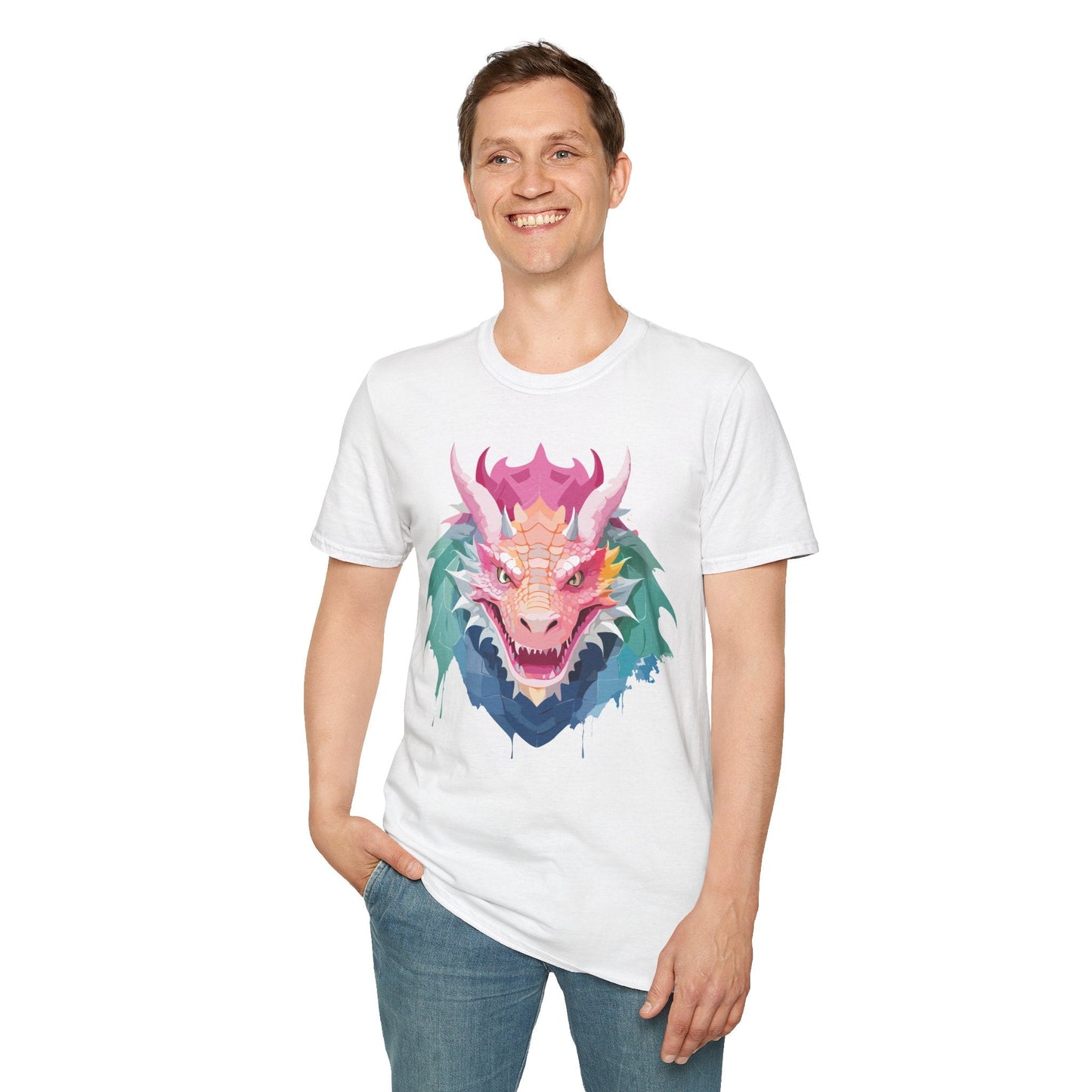 Dragon T Shirt Unisex Softstyle Cotton Tee With Animal Art Design Graphic Print Artwork