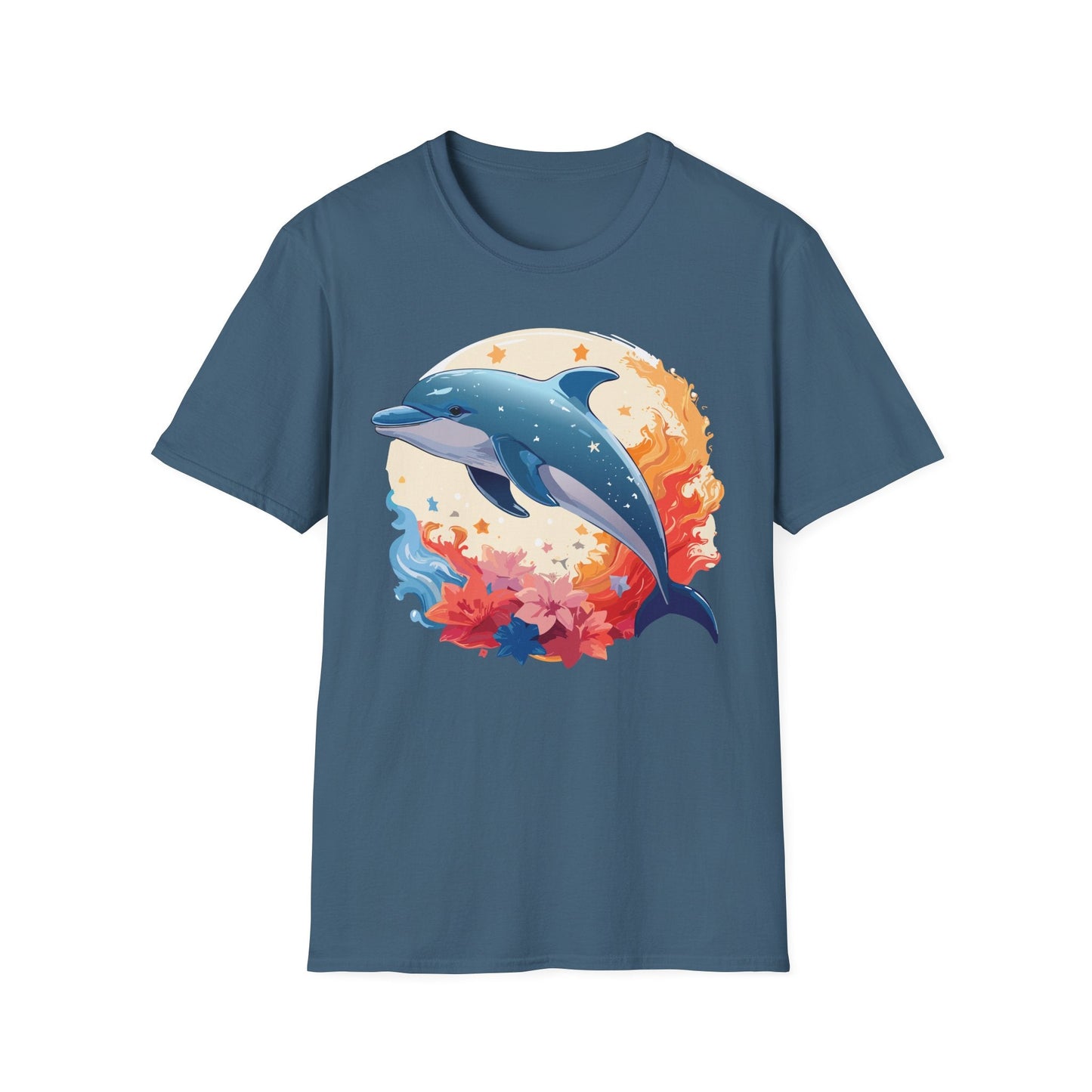 Dolphin T Shirt Unisex Softstyle Gildan 64000 100 Percent Ring Spun Cotton Animal Fish Tee